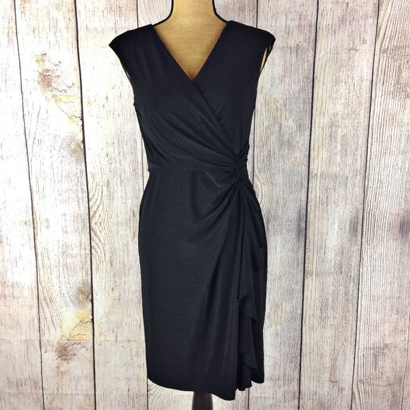 Lauren Ralph Lauren Dresses & Skirts - LRL Ralph Lauren Black V-Neck Faux Wrap Dress Sz 8